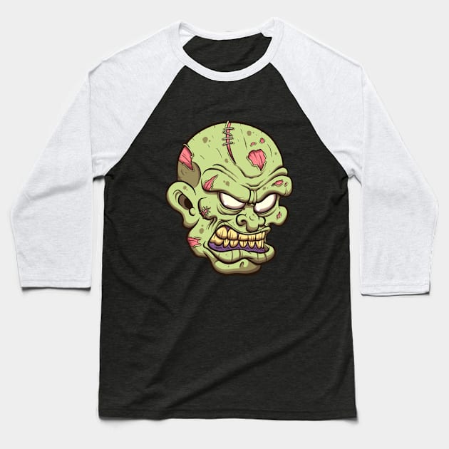 Angry Zombie Hea Baseball T-Shirt by TheMaskedTooner